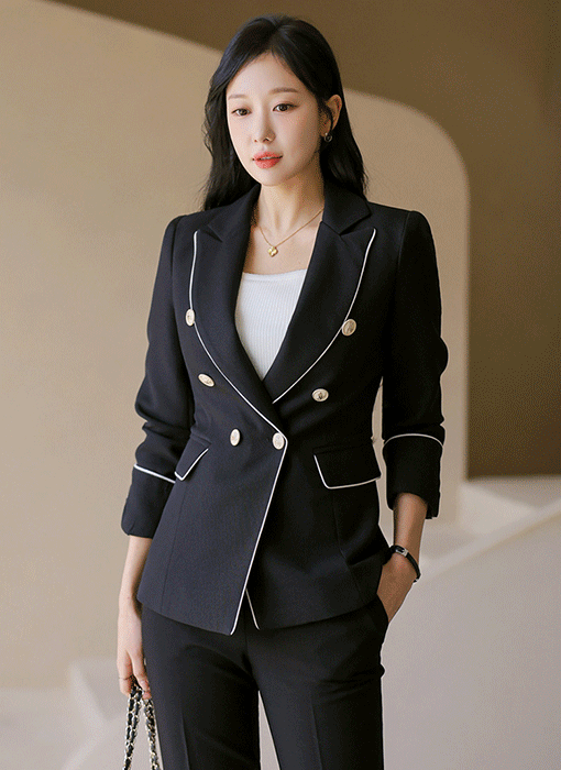 세니타 체인 스카프SET 퍼펙스 슬림 실루엣 더블 테일러드 자켓