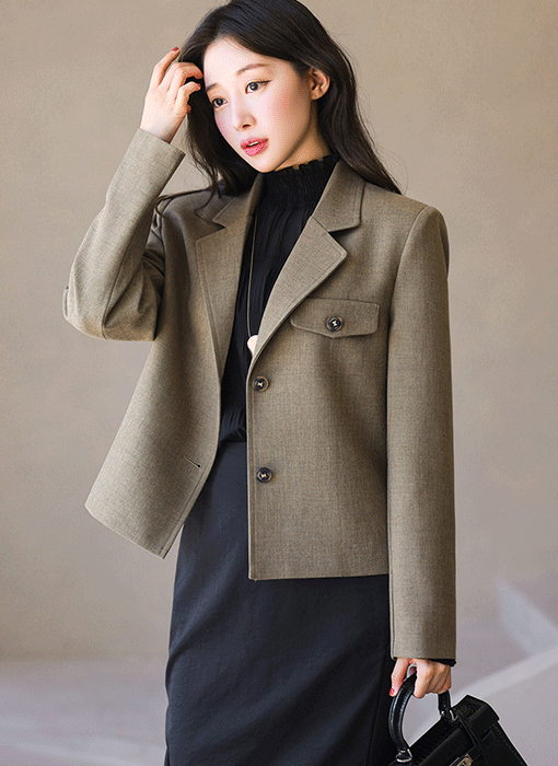 글리즈 텐셀 투버튼 테일러드 자켓