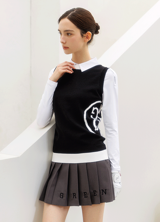 [QoG] 골프 사이드 플라워 배색 라운드 조끼