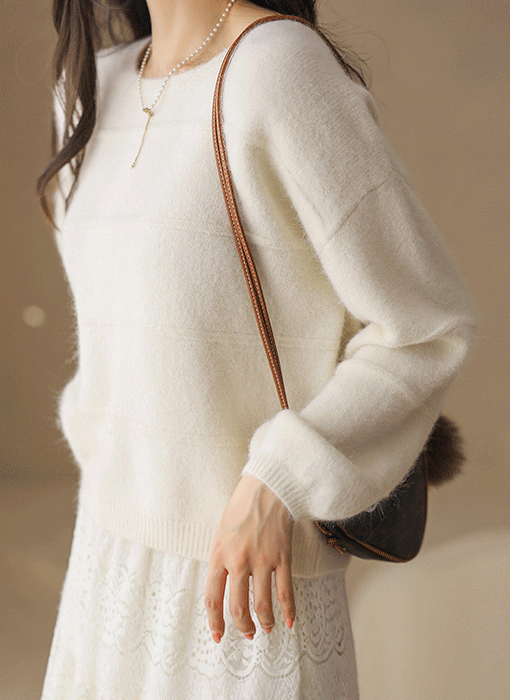 제이든 스트라이프 쟈가드 보송보송 헤어리 울 블렌딩 포근 니트