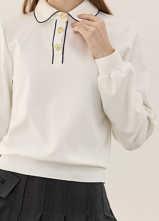 [QoG] 골프 삥줄 카라 금장단추 티셔츠