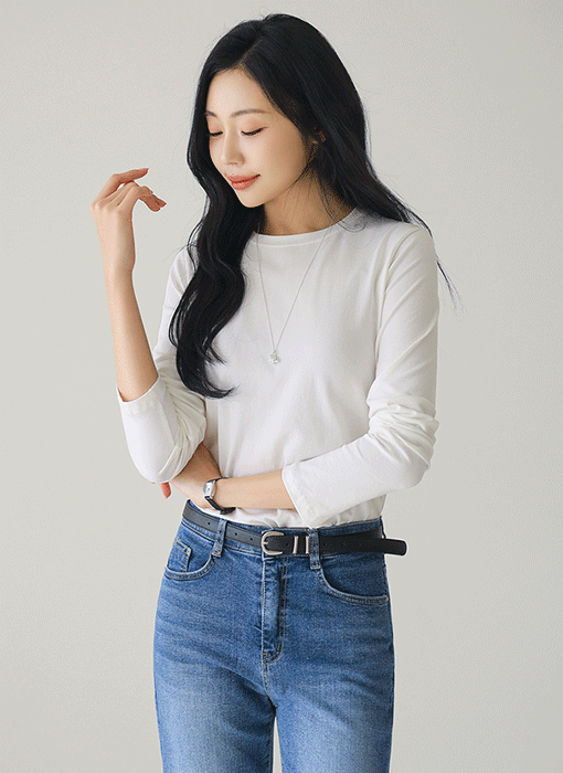 [Theonme] 플리유 실켓 코튼 베이직 라운드 티셔츠