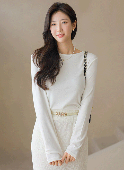 카카모 말랑 텐션 심플 베이직 라운드 데일리 긴팔 티셔츠