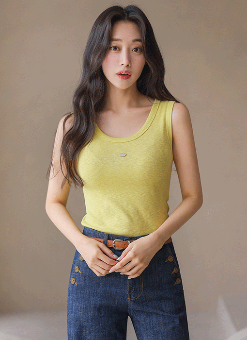 [Theonme] 모달 펜던트 라운드넥 나시