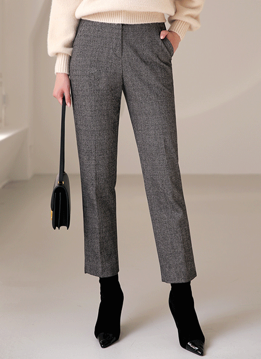 에디젠 슬릿 기모안감 슬림 일자 뒷밴딩 슬랙스 팬츠